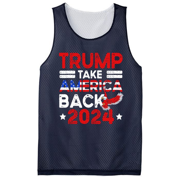 Trump 2024 Take America Back American Flag Trump 4th Of July Mesh Reversible Basketball Jersey Tank