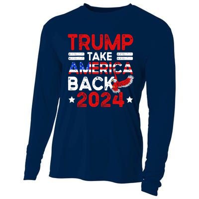 Trump 2024 Take America Back American Flag Trump 4th Of July Cooling Performance Long Sleeve Crew