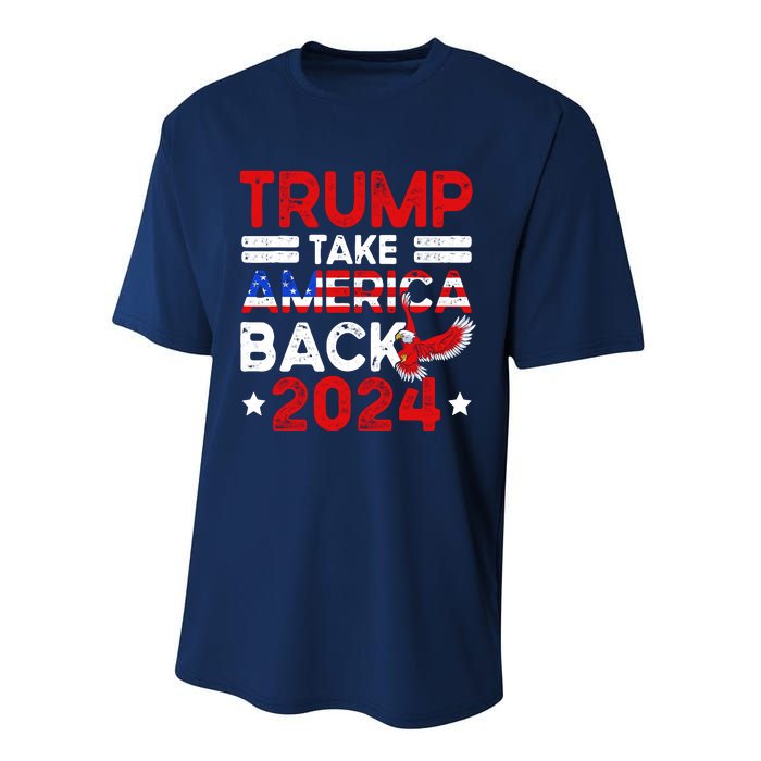 Trump 2024 Take America Back American Flag Trump 4th Of July Performance Sprint T-Shirt