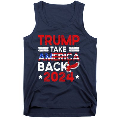 Trump 2024 Take America Back American Flag Trump 4th Of July Tank Top