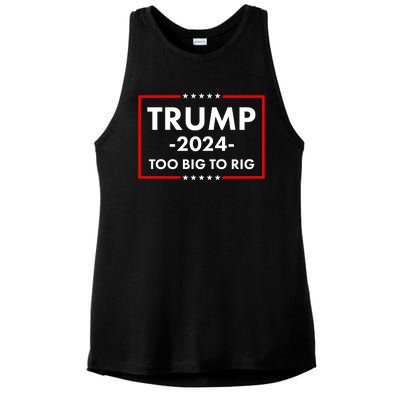 Trump 2024 Too Big To Rig Ladies PosiCharge Tri-Blend Wicking Tank