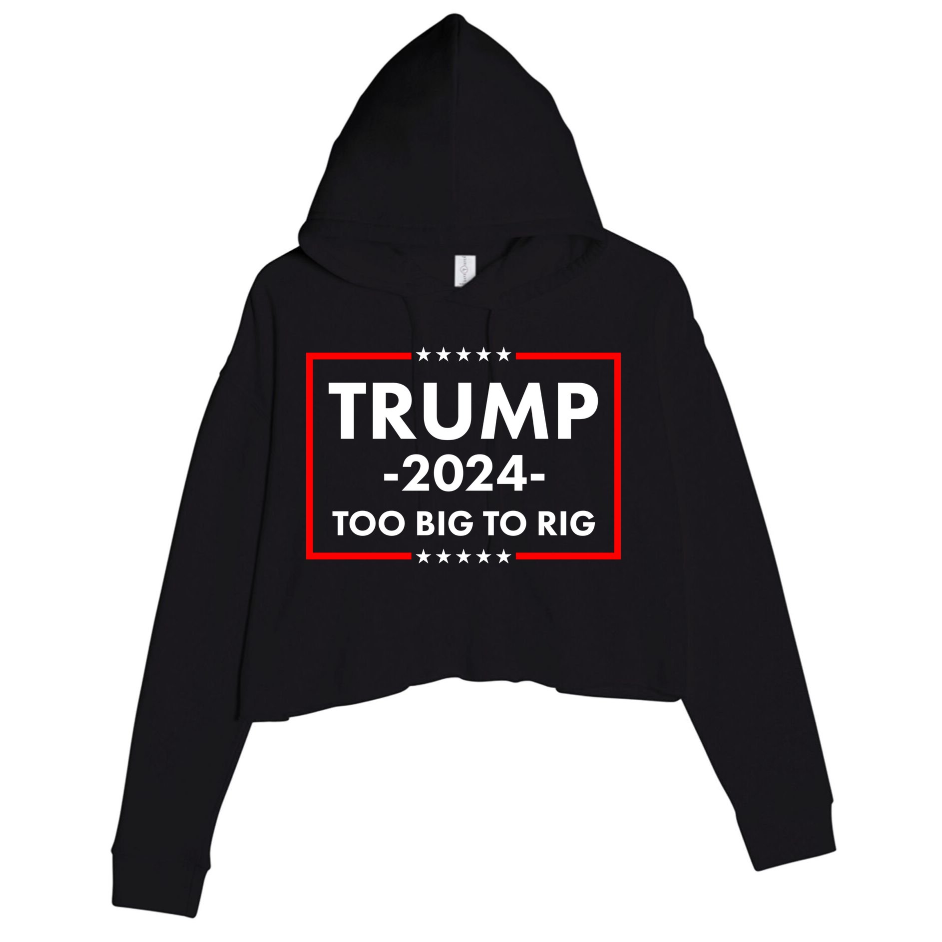 Trump 2024 Too Big To Rig Crop Fleece Hoodie