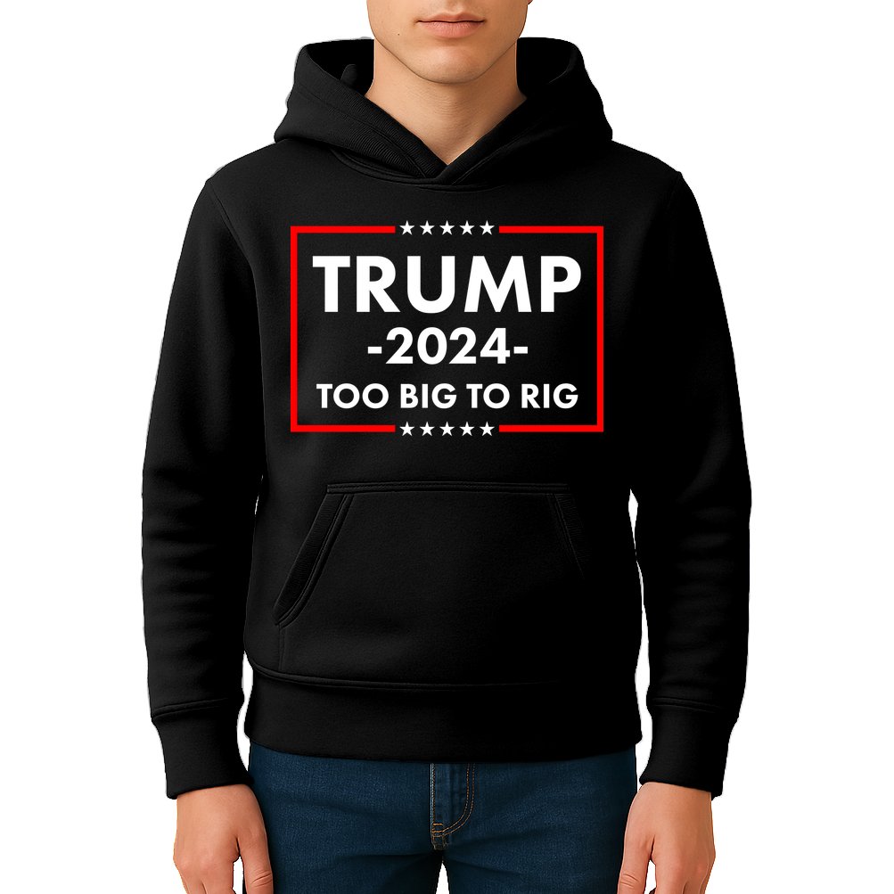 Trump 2024 Too Big To Rig Kids Hoodie