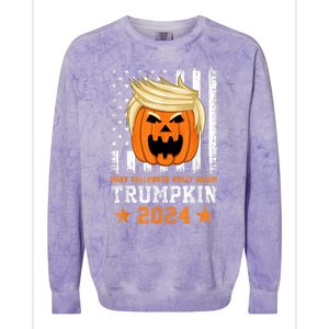 Trumpkin 2024 Usa Make Halloween Great Again Funny Trump Colorblast Crewneck Sweatshirt