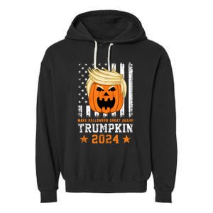 Trumpkin 2024 Usa Make Halloween Great Again Funny Trump Garment-Dyed Fleece Hoodie