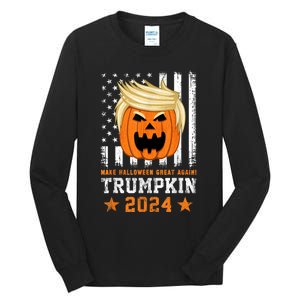 Trumpkin 2024 Usa Make Halloween Great Again Funny Trump Tall Long Sleeve T-Shirt