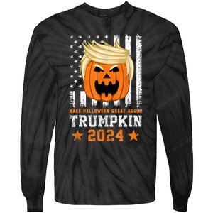 Trumpkin 2024 Usa Make Halloween Great Again Funny Trump Tie-Dye Long Sleeve Shirt