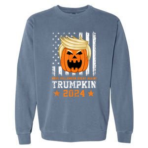 Trumpkin 2024 Usa Make Halloween Great Again Funny Trump Garment-Dyed Sweatshirt