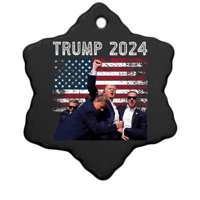 Trump 2024 Us Flag Donald Trump Election Rally Shooting 2024 Ceramic Star Ornament