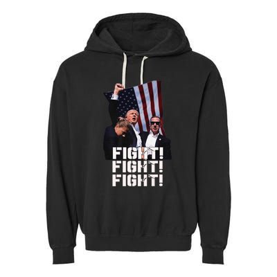 Trump 2024 Us Flag Donald Trump Election Rally Shooting 2024 Garment-Dyed Fleece Hoodie