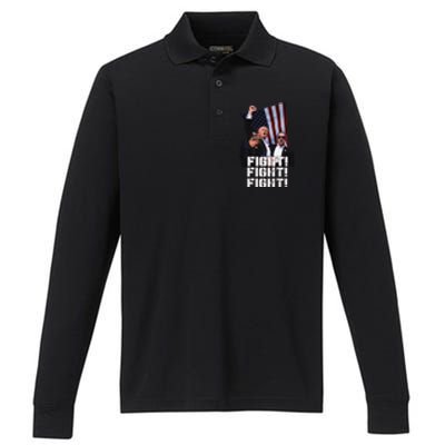 Trump 2024 Us Flag Donald Trump Election Rally Shooting 2024 Performance Long Sleeve Polo