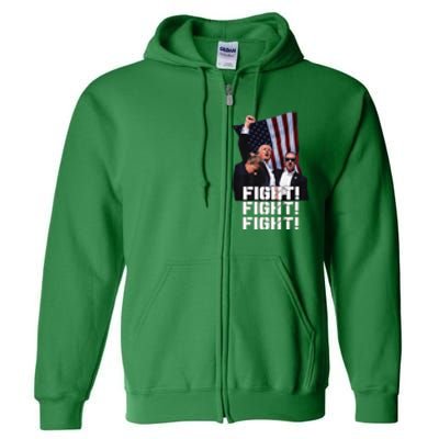 Trump 2024 Us Flag Donald Trump Election Rally Shooting 2024 Full Zip Hoodie