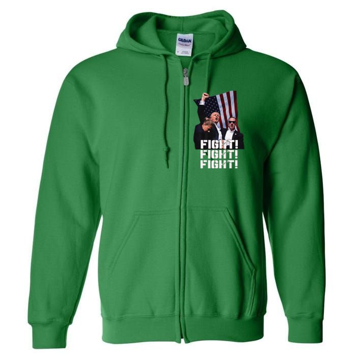 Trump 2024 Us Flag Donald Trump Election Rally Shooting 2024 Full Zip Hoodie