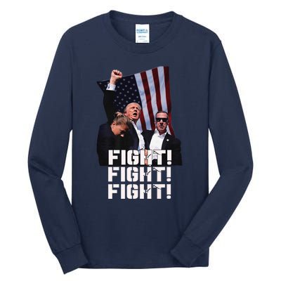 Trump 2024 Us Flag Donald Trump Election Rally Shooting 2024 Tall Long Sleeve T-Shirt