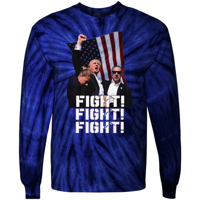 Trump 2024 Us Flag Donald Trump Election Rally Shooting 2024 Tie-Dye Long Sleeve Shirt