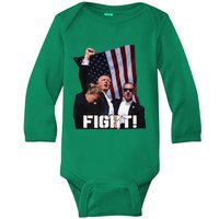 Trump 2024 Us Flag Donald Trump Election Rally Shooting 2024 Baby Long Sleeve Bodysuit