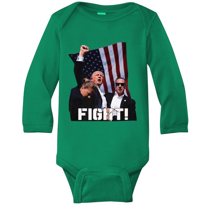 Trump 2024 Us Flag Donald Trump Election Rally Shooting 2024 Baby Long Sleeve Bodysuit