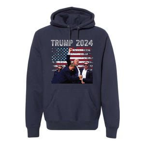 Trump 2024 Us Flag Donald Trump Election Rally Shooting 2024 Premium Hoodie