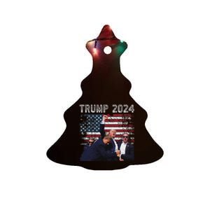 Trump 2024 Us Flag Election Rally Design Ceramic Tree Ornament