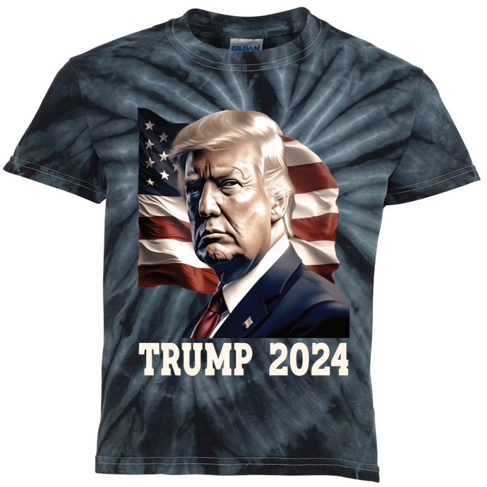 American President Donald Trump 2024 Election Kids Tie-Dye T-Shirt