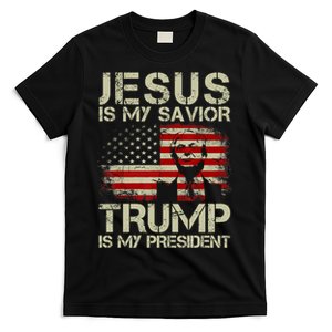 Trump 2024 Usa Flag Jesus Is My Savior Trump Is My President T-Shirt