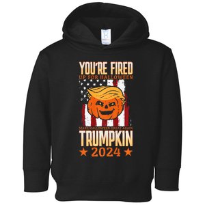 Trumpkin 2024 Usa YouRe Fired Halloween Flag Toddler Hoodie