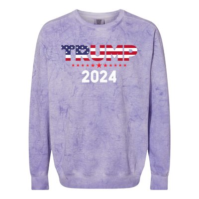 Trump 2024 | Us Flag Colorblast Crewneck Sweatshirt