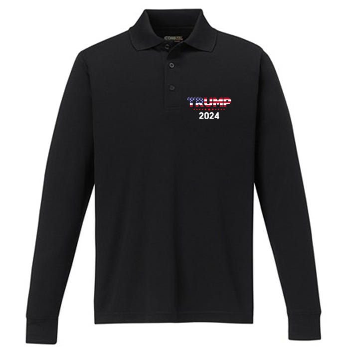 Trump 2024 | Us Flag Performance Long Sleeve Polo