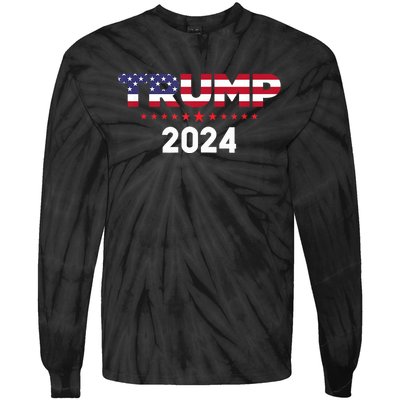 Trump 2024 | Us Flag Tie-Dye Long Sleeve Shirt