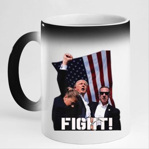 Trump 2024 Us Flag Donald Trump Election Rally Shooting 2024 11oz Black Color Changing Mug