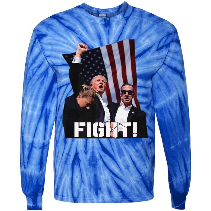 Trump 2024 Us Flag Donald Trump Election Rally Shooting 2024 Tie-Dye Long Sleeve Shirt