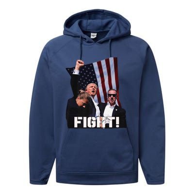 Trump 2024 Us Flag Donald Trump Election Rally Shooting 2024 Performance Fleece Hoodie