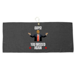 Trump 2024 Us President Patriotic American Oops Missed Again Large Microfiber Waffle Golf Towel