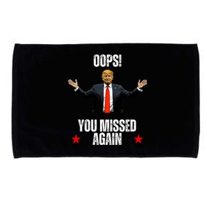 Trump 2024 Us President Patriotic American Oops Missed Again Microfiber Hand Towel