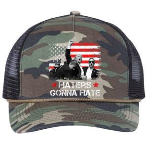 Trump 2024 Us Flag Donald Trump Election Rally Shooting 2024 Retro Rope Trucker Hat Cap