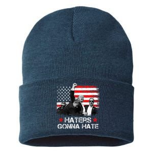 Trump 2024 Us Flag Donald Trump Election Rally Shooting 2024 Sustainable Knit Beanie