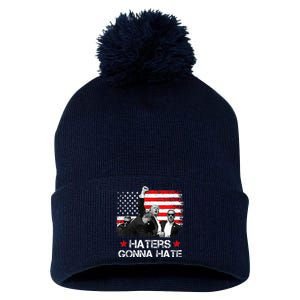 Trump 2024 Us Flag Donald Trump Election Rally Shooting 2024 Pom Pom 12in Knit Beanie