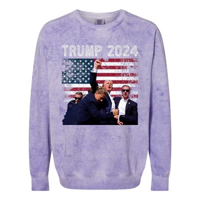 Trump 2024 Us Flag Donald Trump Election Rally Shooting 2024 Colorblast Crewneck Sweatshirt