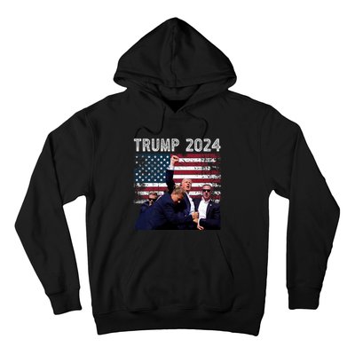 Trump 2024 Us Flag Donald Trump Election Rally Shooting 2024 Hoodie