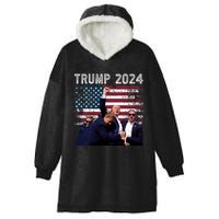 Trump 2024 Us Flag Donald Trump Election Rally Shooting 2024 Hooded Wearable Blanket