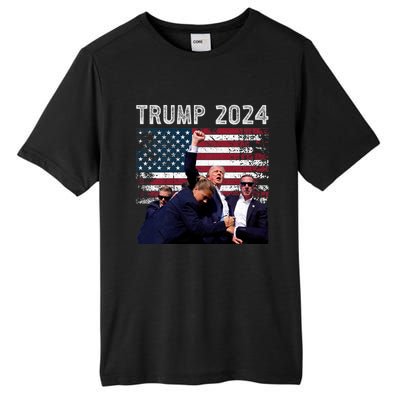 Trump 2024 Us Flag Donald Trump Election Rally Shooting 2024 Tall Fusion ChromaSoft Performance T-Shirt