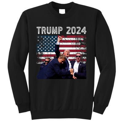 Trump 2024 Us Flag Donald Trump Election Rally Shooting 2024 Tall Sweatshirt