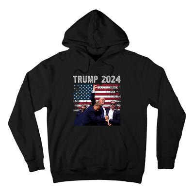 Trump 2024 Us Flag Donald Trump Election Rally Shooting 2024 Tall Hoodie