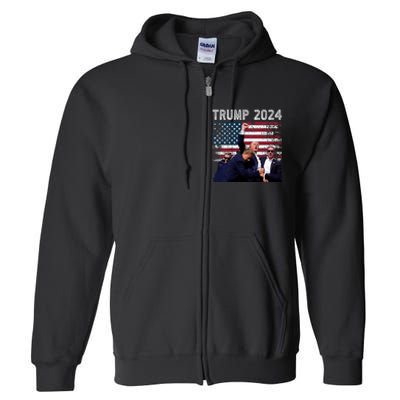 Trump 2024 Us Flag Donald Trump Election Rally Shooting 2024 Full Zip Hoodie