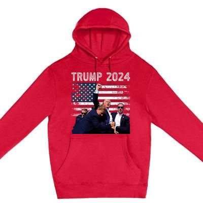 Trump 2024 Us Flag Donald Trump Election Rally Shooting 2024 Premium Pullover Hoodie