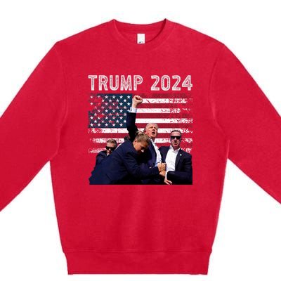 Trump 2024 Us Flag Donald Trump Election Rally Shooting 2024 Premium Crewneck Sweatshirt