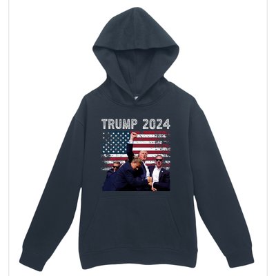 Trump 2024 Us Flag Donald Trump Election Rally Shooting 2024 Urban Pullover Hoodie