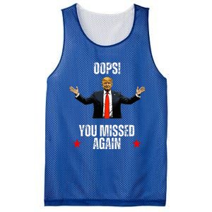 Trump 2024 Us President Patriotic American Oops Missed Again Mesh Reversible Basketball Jersey Tank