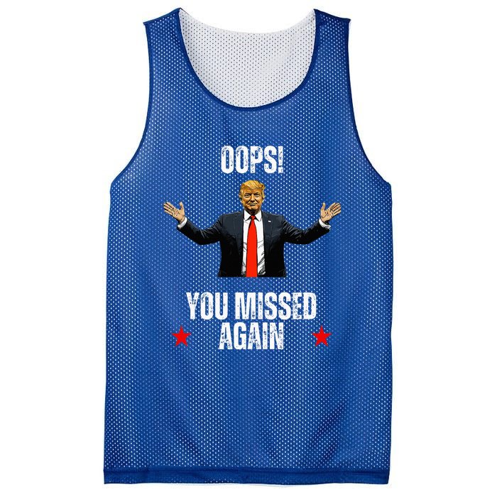 Trump 2024 Us President Patriotic American Oops Missed Again Mesh Reversible Basketball Jersey Tank