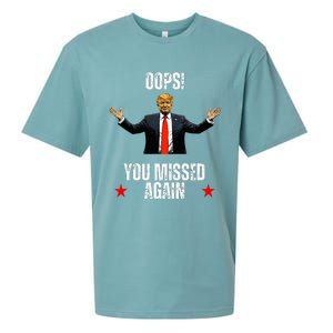 Trump 2024 Us President Patriotic American Oops Missed Again Sueded Cloud Jersey T-Shirt